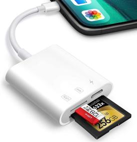 img 4 attached to 📸 Oyuiasle SD Card Reader for iPhone iPad, Trail Game Camera Viewer, SLR Cameras Accessories with Dual Slots, Photography Memory Card Adapter, Plug and Play