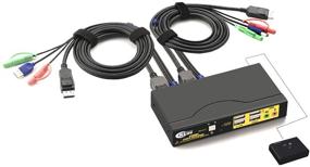 img 3 attached to 🔌 CKLau 2 Port Displayport KVM Switch with Audio and USB 2.0 HUB, 4K UHD Resolutions Up to 4096x2160@60Hz 4:4:4, Keyboard Mouse Switching, Remote Switching DP 1.2 Version - Enhanced SEO