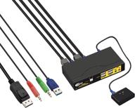 🔌 cklau 2 port displayport kvm switch with audio and usb 2.0 hub, 4k uhd resolutions up to 4096x2160@60hz 4:4:4, keyboard mouse switching, remote switching dp 1.2 version - enhanced seo logo