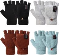 stretchy fingerless convertible outdoor gloves logo