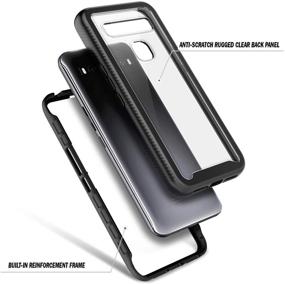 img 2 attached to Transparent Clear Back NZND Case for TCL 10 5G UW (Verizon) - Full-Body Shockproof Rugged Bumper Cover with Built-in Screen Protector, Impact Resist Durable Phone Case in Black