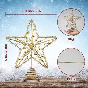 img 2 attached to Haoogoo Christmas Tree Topper: LED Star Treetop with Gold Shining Balls & Glitter Pentagram - 20 Mini Lights for Festive Indoor Decorations