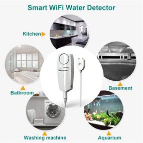 img 1 attached to 🚰 Smart WiFi Water Sensor 100dB Alarm: Tuya App Remote Monitoring, 5.9FT Leak Detection, Adjustable Ringtones