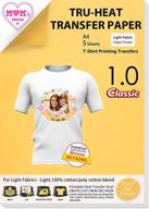 👕 transourdream tod-01-5: tru-iron on heat transfer paper for light fabric - 5 sheets, a4 size logo