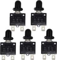 rkurck ac 125/250v push button reset 15a circuit breakers thermal overload protector with quick connect terminals and waterproof button black cap(5 pcs） logo
