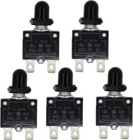 img 4 attached to RKURCK AC 125/250V Push Button Reset 15A Circuit Breakers Thermal Overload Protector With Quick Connect Terminals And Waterproof Button Black Cap(5 Pcs）