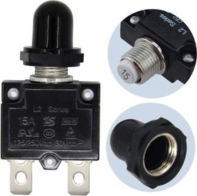 img 2 attached to RKURCK AC 125/250V Push Button Reset 15A Circuit Breakers Thermal Overload Protector With Quick Connect Terminals And Waterproof Button Black Cap(5 Pcs）