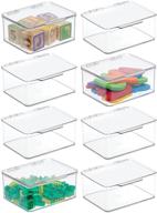 mdesign clear stackable storage bins - 8 pack for art supplies organization logo