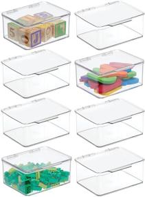 img 4 attached to mDesign Clear Stackable Storage Bins - 8 Pack for Art Supplies Organization