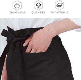 img 3 attached to BOHARERS Waitress Aprons with 3 Pockets - Black, 24 X 12 inch