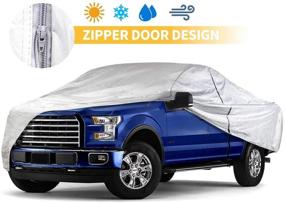 img 4 attached to Truck Cover 249 Inch Waterproof Dust-Proof Windproof Outdoor Indoor Pickup Car Cover Silvery Full Cover