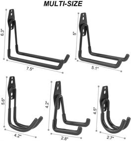 img 2 attached to 🔧 Dirza Utility Hooks Wall Mount Tool Holder - U-Hooks for Home Garage Storage Organizer, Garden Tools, Shovels, Rake, Stroller, Ladder - Black (Pack of 8)