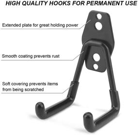 img 3 attached to 🔧 Dirza Utility Hooks Wall Mount Tool Holder - U-Hooks for Home Garage Storage Organizer, Garden Tools, Shovels, Rake, Stroller, Ladder - Black (Pack of 8)