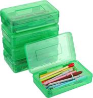 ✏️ btsky stylish multipurpose utility box - large capacity pencil holder for organizing pencils, watercolor pens, and stationery | snap lid closure | plastic pencil box | 5 pack green | ideal for office supplies логотип