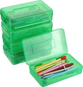 img 4 attached to ✏️ BTSKY Stylish Multipurpose Utility Box - Large Capacity Pencil Holder for Organizing Pencils, Watercolor Pens, and Stationery | Snap Lid Closure | Plastic Pencil Box | 5 Pack Green | Ideal for Office Supplies