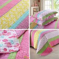 🛏️ hnnsi cotton kids girls bedspread quilt sets queen size 3 pieces - pink dot striped comfy girls comforter pretty girls bedding sets for cozy sleepovers logo