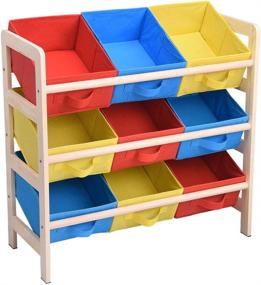 img 1 attached to 🧸 Yescom Kids Toy Organizer with 9 Multi-Color Bins - Foldable Nonwoven Storage Solution for Playroom and Living Room