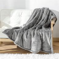 🔥 heated throw electric blanket 50x60", fast-heating gray flannel/sherpa home/office throw with lcd controller, 5 temperature settings &amp; auto-off timer (3 hours), machine washable, etl certified logo