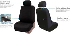 img 1 attached to FH Group Universal Fit Flat Cloth Pair Bucket Seat Cover, Black, FH-FB050102 – Fits Most Cars, Trucks, SUVs, and Vans