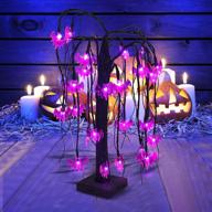 🌳 aladinbox 18-inch artificial willow tree led bonsai night light with 24 led bat lights, battery powered for home, festival, nativity, and party decoration - purple light логотип