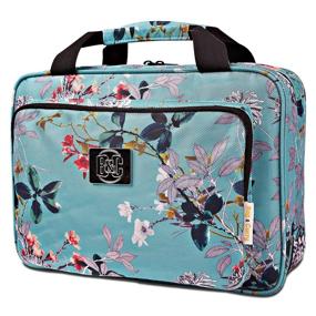 img 4 attached to 💼 Turquoise Floral Large Hanging Travel Cosmetic Bag for Women - Versatile Toiletry Makeup Bag with Multiple Pockets