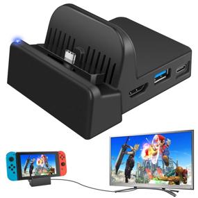 img 4 attached to Ponkor Docking Station for Nintendo Switch: 4K HDMI TV Adapter Charger Set Replacement Compatible with Official Dock (No Charging Cable Included)
