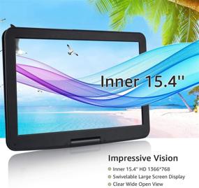 img 2 attached to 📀 WONNIE 17.9’’ Large Portable DVD/CD Player | 6 Hrs 5000mAH Rechargeable Battery | 15.4‘’ Swivel Screen | 1366x768 HD LCD TFT | Regions Free | USB/SD Card/ Sync TV Support | High Volume Speaker