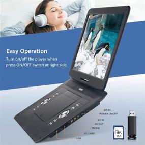 img 3 attached to 📀 WONNIE 17.9’’ Large Portable DVD/CD Player | 6 Hrs 5000mAH Rechargeable Battery | 15.4‘’ Swivel Screen | 1366x768 HD LCD TFT | Regions Free | USB/SD Card/ Sync TV Support | High Volume Speaker