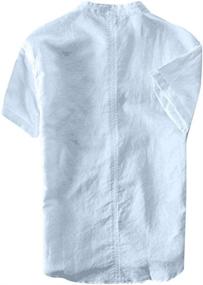 img 1 attached to Mens Casual Linen Henley Shirt Men's Clothing
