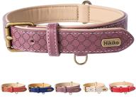 🐶 hikiko basic classic luxury padded leather dog collar - enhanced with rust-proof brass lock for large and medium pets logo