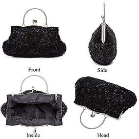 img 3 attached to Elegant Noble Beaded Sequin Flower Evening Purse: Stylish Large Clutch Bag Handbag for Women