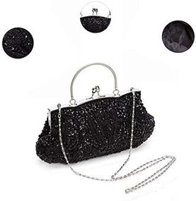 img 2 attached to Elegant Noble Beaded Sequin Flower Evening Purse: Stylish Large Clutch Bag Handbag for Women