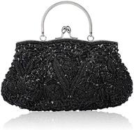 elegant noble beaded sequin flower evening purse: stylish large clutch bag handbag for women logo