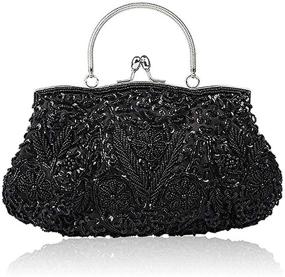 img 4 attached to Elegant Noble Beaded Sequin Flower Evening Purse: Stylish Large Clutch Bag Handbag for Women