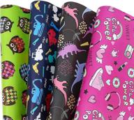 🎁 camkuzon birthday wrapping paper: 12 sheets of construction tools, dinosaur, girl power & colorful owls design - perfect for boys, girls, kids, baby showers & holidays! logo
