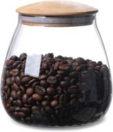 🔍 moladri 400ml/13oz clear glass canister with airtight bamboo lid - stylish storage jar for coffee, spice, candy, salt, cookie, condiment, pepper, sugar логотип