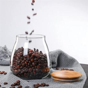 img 2 attached to 🔍 MOLADRI 400ML/13Oz Clear Glass Canister with Airtight Bamboo Lid - Stylish Storage Jar for Coffee, Spice, Candy, Salt, Cookie, Condiment, Pepper, Sugar