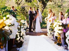 img 4 attached to 🎉 AMZLOKAE 2FTx15FT White Sequin Aisle Runner: Блестящий, деревенский наружный ковер для свадеб и церемоний - блестящий ковровый дорожка, свадебная дорожка невесты