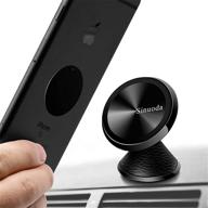 📱 360 rotation magnetic phone car mount stand for iphone, samsung - universal metal dashboard holder with black leather logo