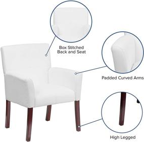 img 1 attached to Modern White LeatherSoft Executive Side Reception Chair with Elegant Mahogany Legs - Flash Furniture