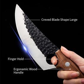 img 3 attached to 🔪 LYUSan Butcher Knife: Hand Forged Meat Cleaver with Sheath - High Carbon Steel Chef Knife for Kitchen, Survival, Camping, BBQ & Fishing