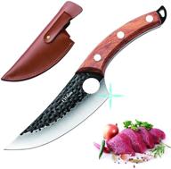 🔪 lyusan butcher knife: hand forged meat cleaver with sheath - high carbon steel chef knife for kitchen, survival, camping, bbq & fishing логотип