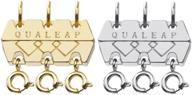 enhanced triple necklace layering clasp - layered necklace clasp for women - lightweight, tangle-free and tarnish-resistant - patent design by qualeap co., ltd. (gold/silver) logo