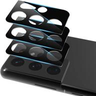 📷 cloudvalley camera lens protector for samsung galaxy s21 ultra 6.8 inch, [3 pack] scratch-resistant tempered glass back camera protection [ultra-thin], black logo