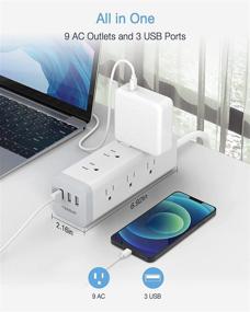 img 2 attached to 🔌 TESSAN Long Power Strip Surge Protector with 9 AC Outlets and 3 USB Ports - Grey, 6.5 FT Extension Cord, 15A 1875W - Ideal for Home, Office, Indoor Use