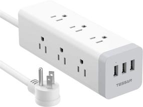 img 4 attached to 🔌 TESSAN Long Power Strip Surge Protector with 9 AC Outlets and 3 USB Ports - Grey, 6.5 FT Extension Cord, 15A 1875W - Ideal for Home, Office, Indoor Use