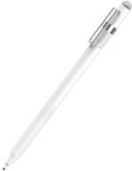 🖊️ meko 1.6mm fine tip active stylus pen with fiber tip - 2-in-1 for drawing and handwriting, compatible with apple ipad, iphone, android touchscreen devices, tablets - white logo
