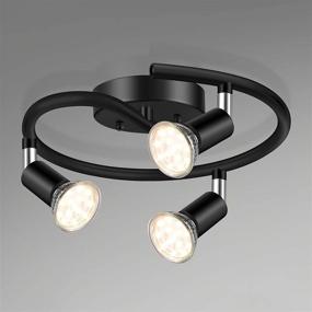 img 4 attached to 🔦 Unicozin 3-Light Spiral LED Track Lighting Kit, Black 3 Way Ceiling Spot Lighting, Includes 3 x GU10 LED Bulbs (4W, Warm White 2700K, 400LM, Non-Dimmable), Rotatable Light Head Track Light