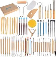 🖌️ 61pcs ceramic clay tools kit pottery tools clay sculpting shapers carving tool set - essential wooden clay tools for potters beginners - eutenghao logo