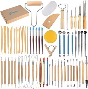 img 4 attached to 🖌️ 61Pcs Ceramic Clay Tools Kit Pottery Tools Clay Sculpting Shapers Carving Tool Set - Essential Wooden Clay Tools for Potters Beginners - EuTengHao